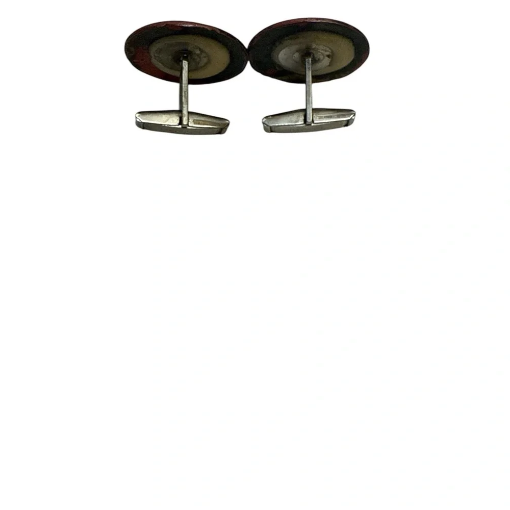 Vintage Artisan made Round cufflinks with Abstract Design. One of a kind